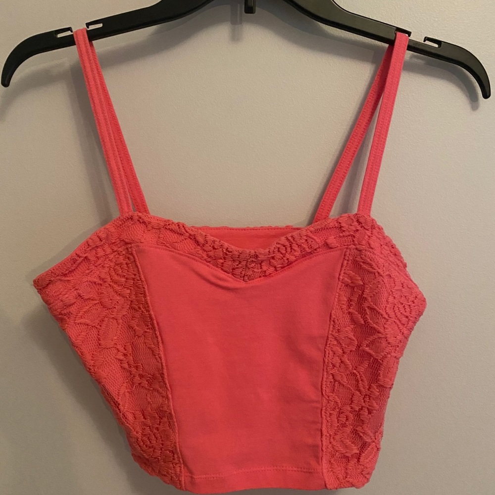 Crop Top pink, lace, Hollister XS